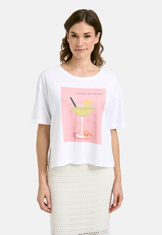 Boxy T-Shirt Cocktail Print